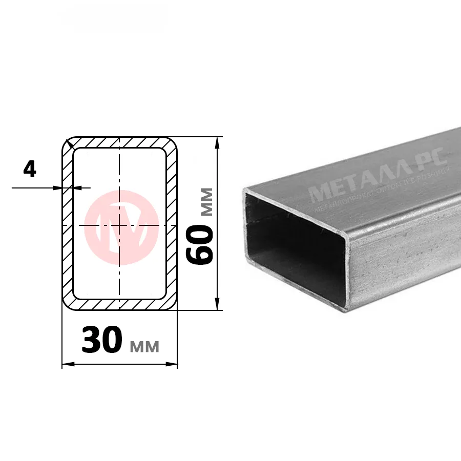 Купить Труба профильная 60x30x4 мм